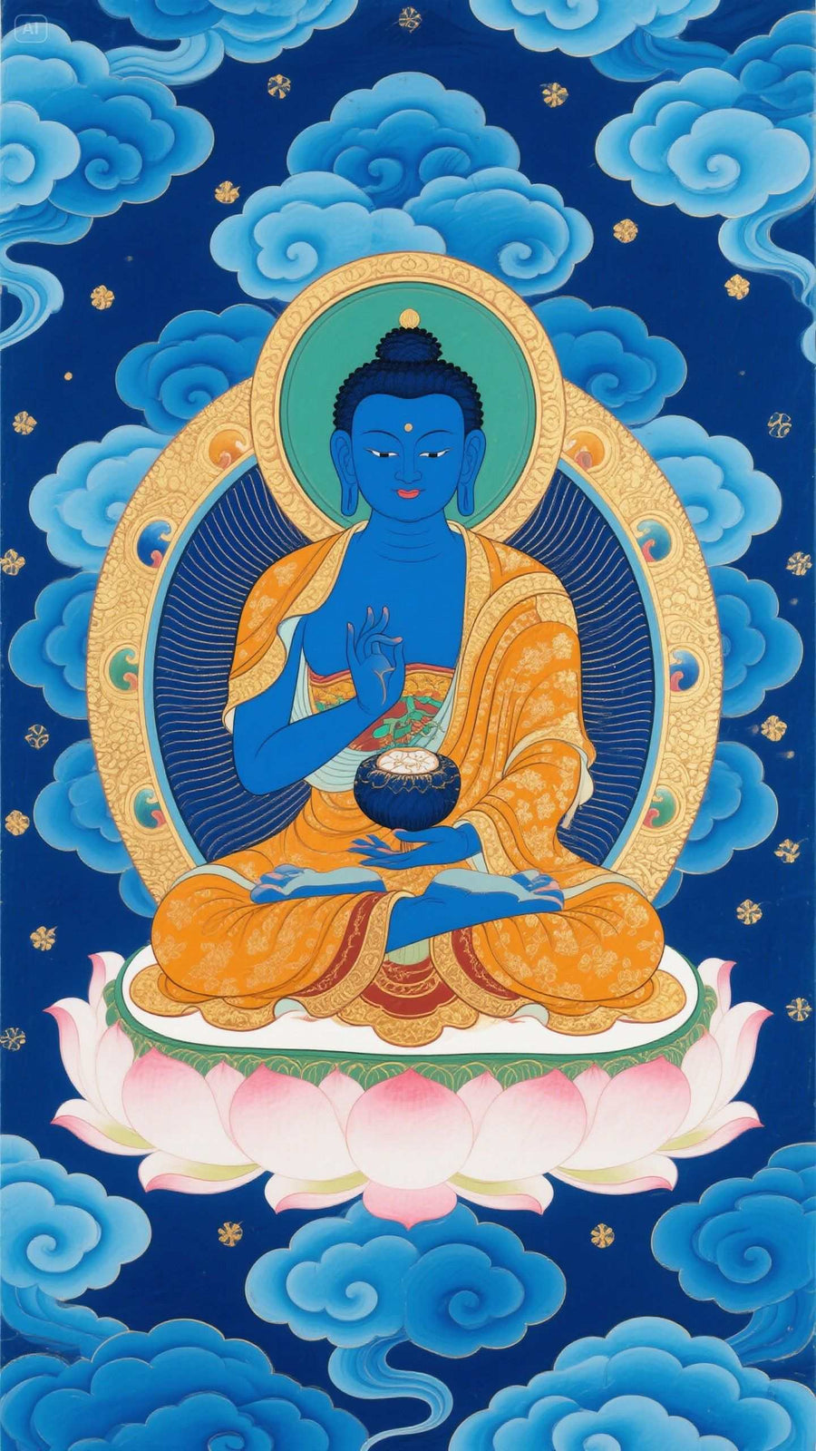 Medicine Buddha Thangka pendant to Attract Wealth