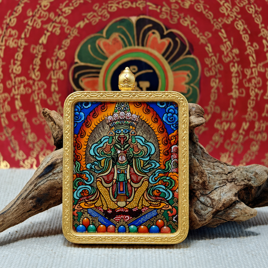 Full-figure Zaki Lhamo in hand-painted Tibetan Buddhist Thangka art