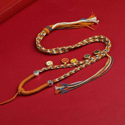 Handmade thangka hanging rope with the meaning of the five gods of wealth