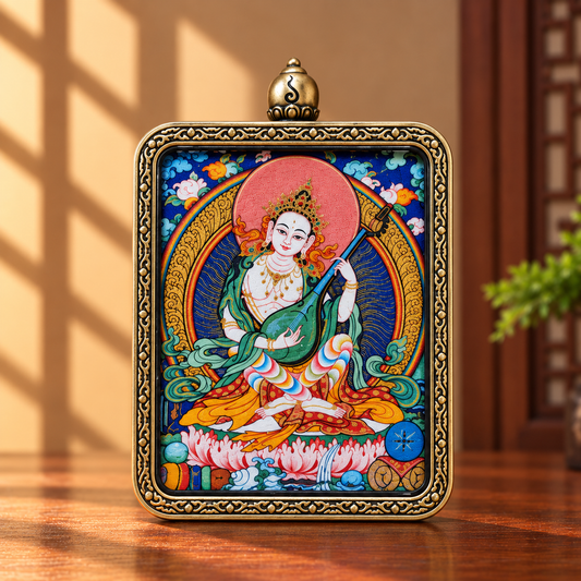 Saraswati Thangka Pendant Necklace