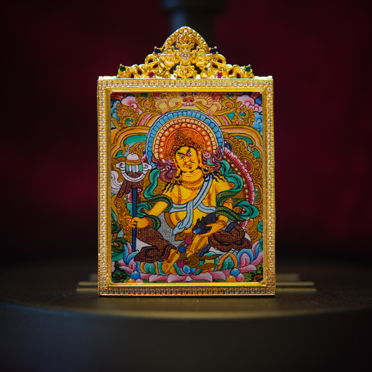 Tibetan Thangka Pendant - Treasure King for Prosperity & Success