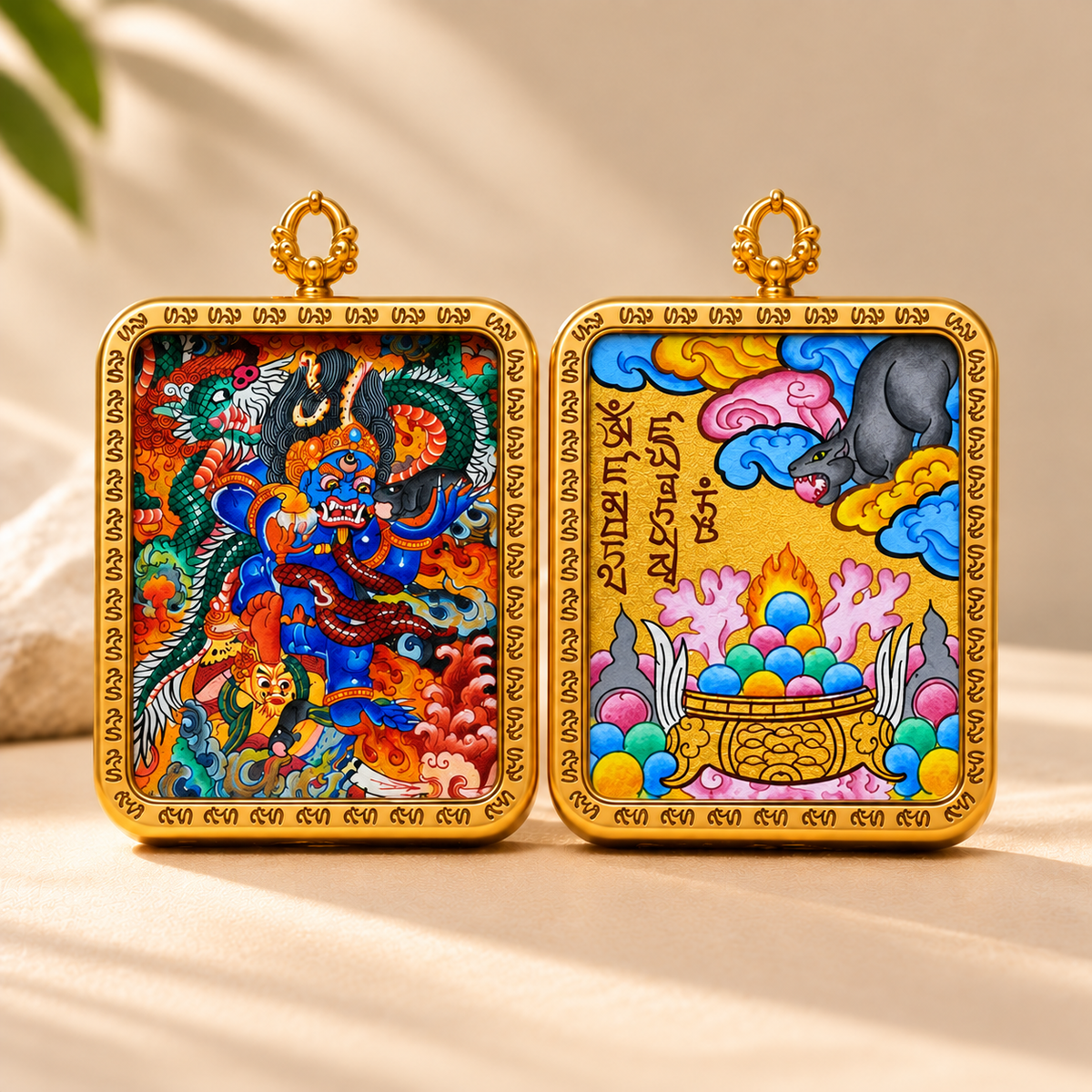 Black Jambhala Thangka Pendant Necklace