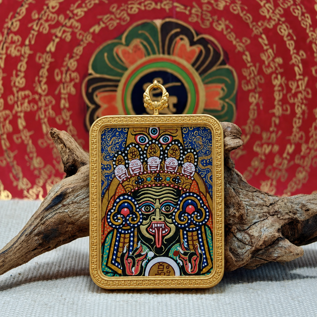 Close-up of Zaki Lhamo crown and hand-painted facial details