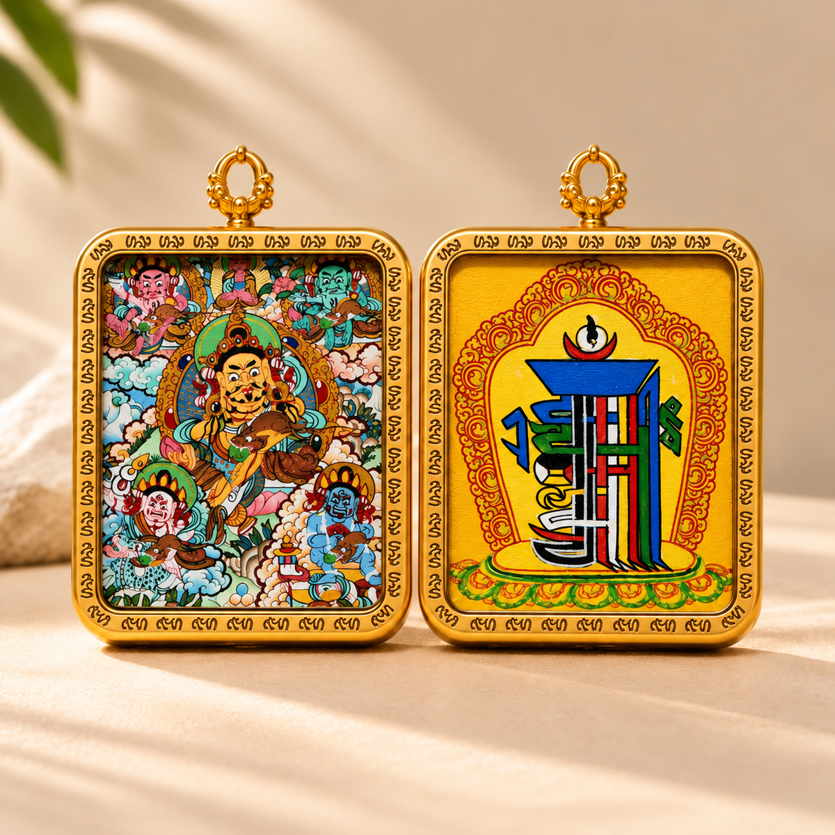 Five Jambhalas Thangka Pendant Necklace