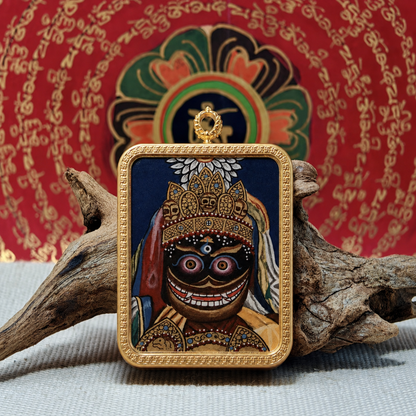 Black Zaki Lhamo miniature Tibetan Thangka pendant