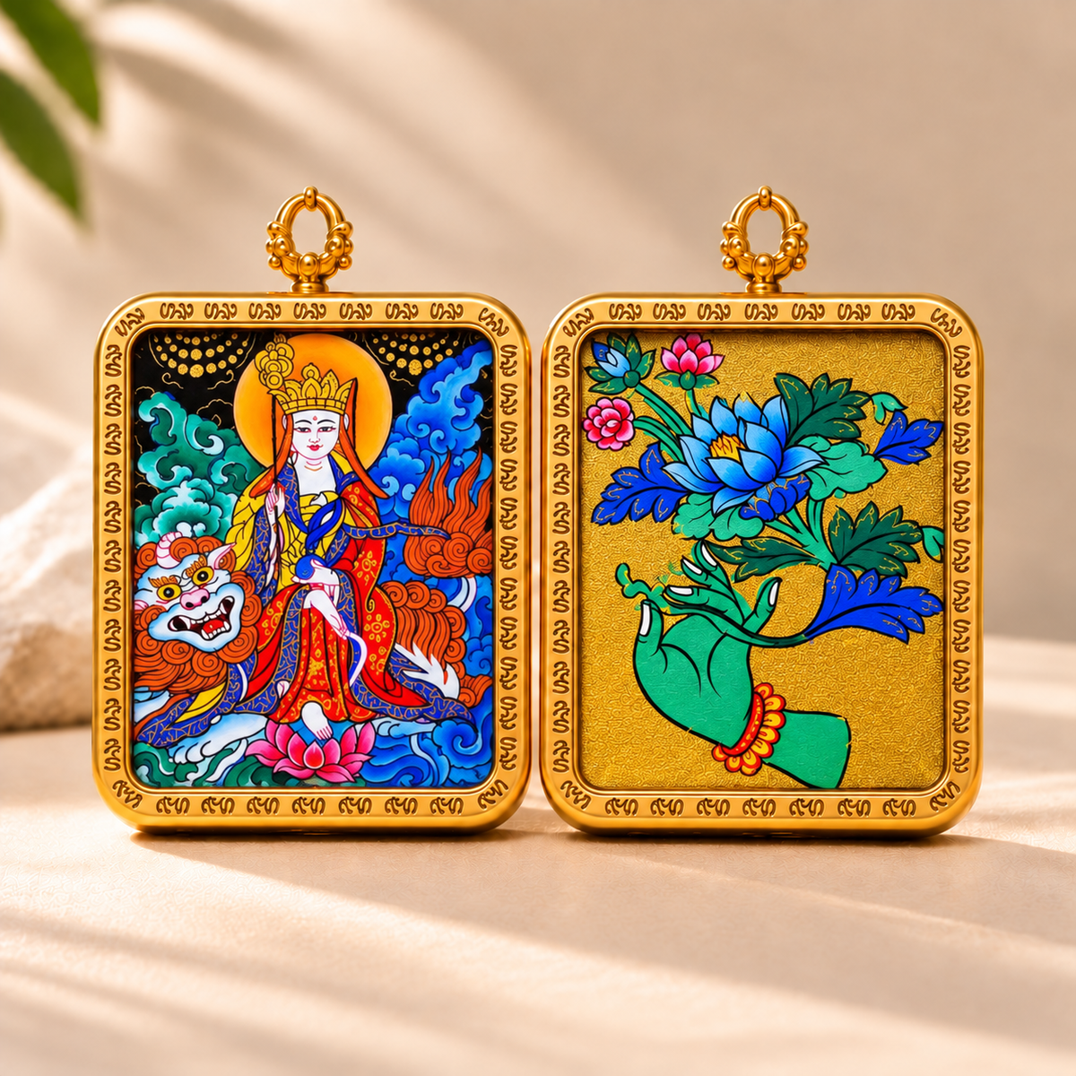 Ksitigarbha Bodhisattva Thangka Pendant Necklace