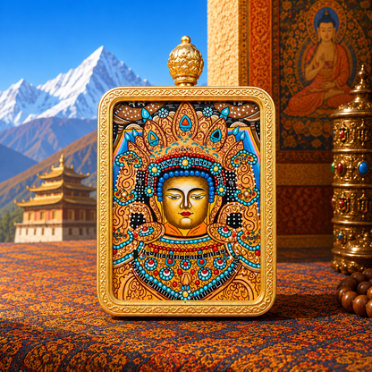 Hand-painted Shakyamuni Buddha Tibetan Thangka pendant