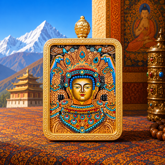 Hand-painted Shakyamuni Buddha Tibetan Thangka pendant
