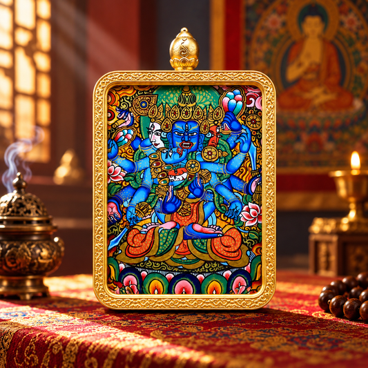 Guhyasamaja Tibetan Thangka Pendant Necklace
