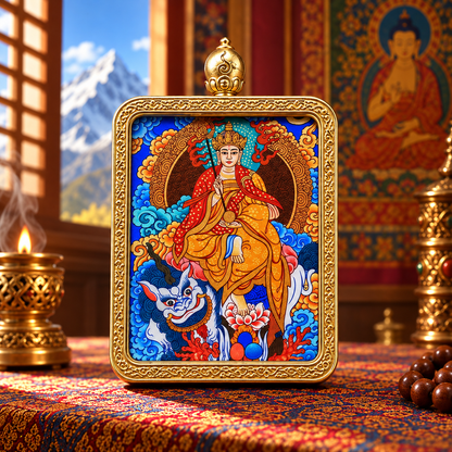 Hand-painted Ksitigarbha Bodhisattva Tibetan Thangka pendant