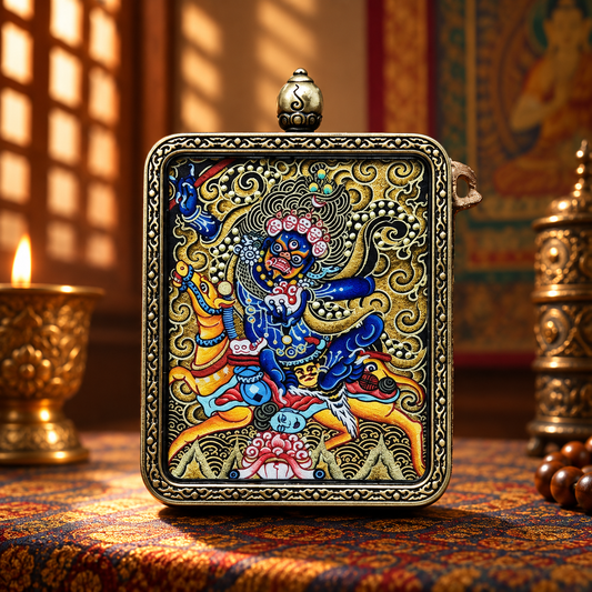 Hand-painted Palden Lhamo Tibetan Thangka pendant