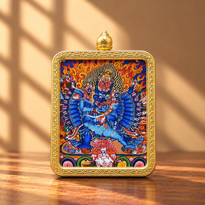 Yamantaka (Vajrabhairava)  Thangka Pendant  Necklace