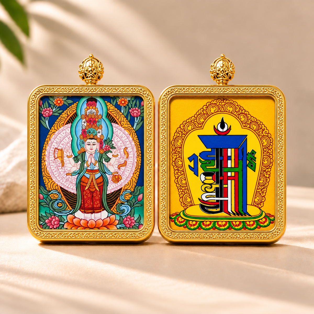 Thousand-Armed Avalokiteshvara Thangka Pendant Necklace