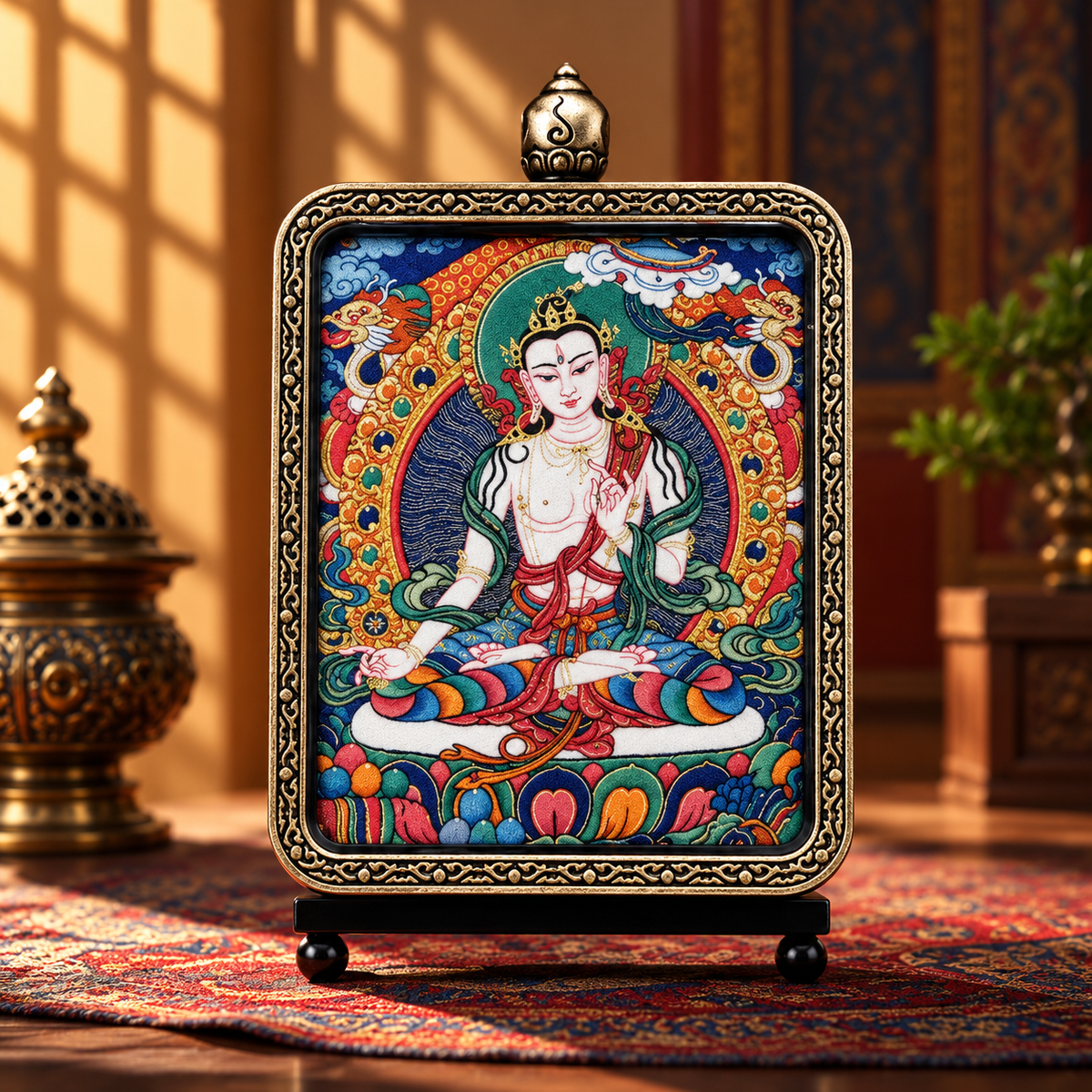 Tibetan Sitatapatra   Thangka Pendant Necklace