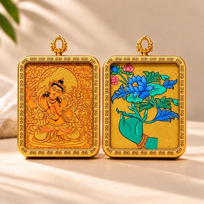 Manjushri Bodhisattva Thangka Pendant Necklace