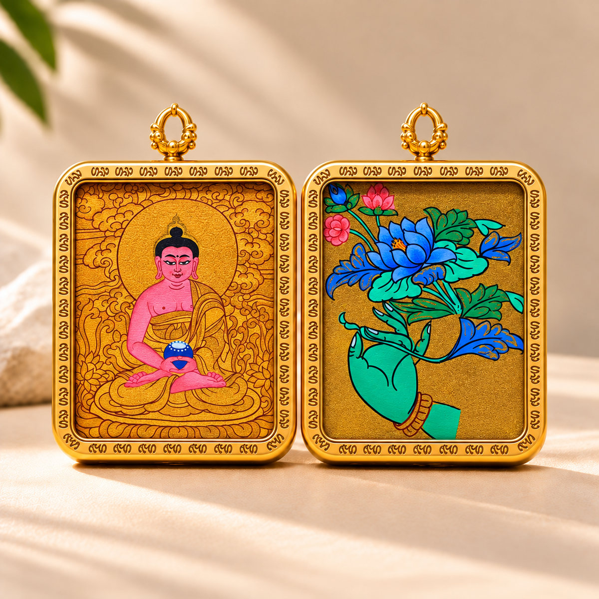 Amitabha Buddha Thangka Pendant Necklace