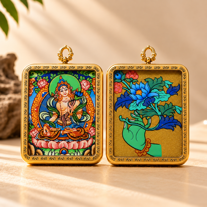White Tara Thangka Pendant Necklace