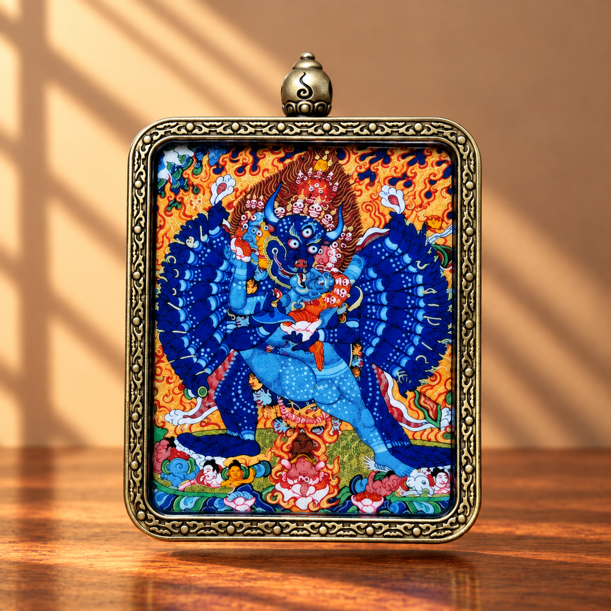 Yamantaka (Vajrabhairava)  Thangka Pendant  Necklace