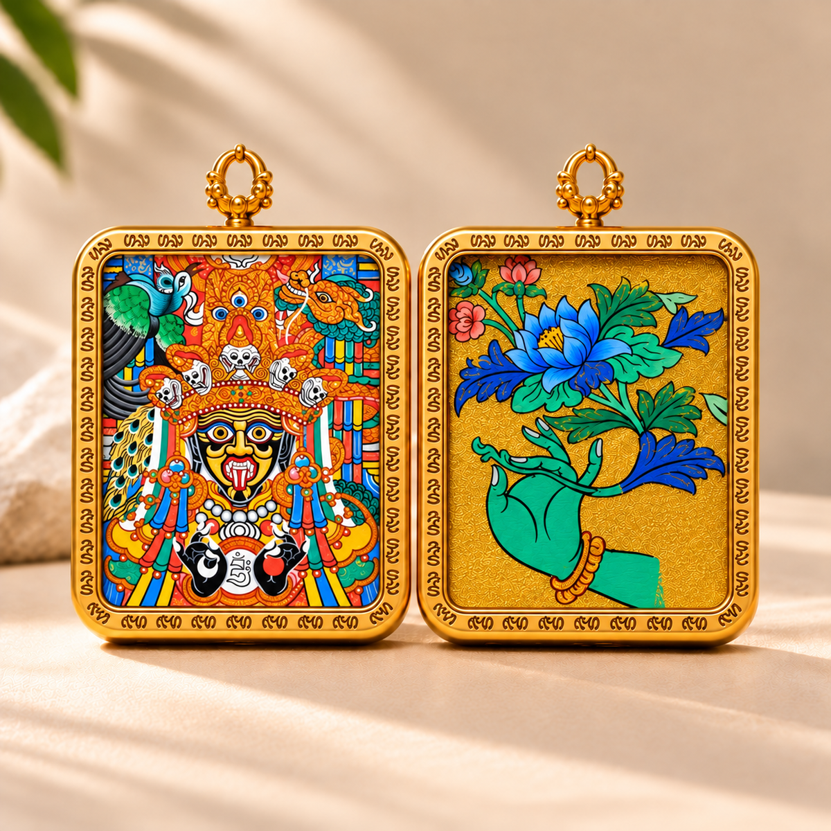 Zhaki Lhamo Thangka Pendant Necklace