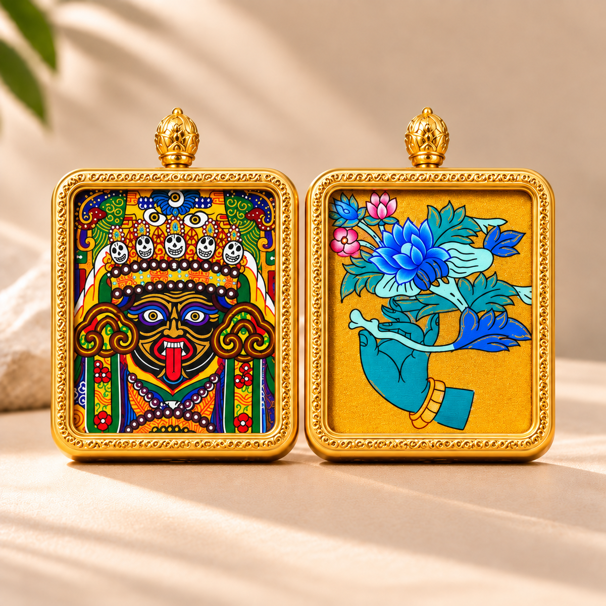 Zhaki Lhamo Thangka Pendant Necklace