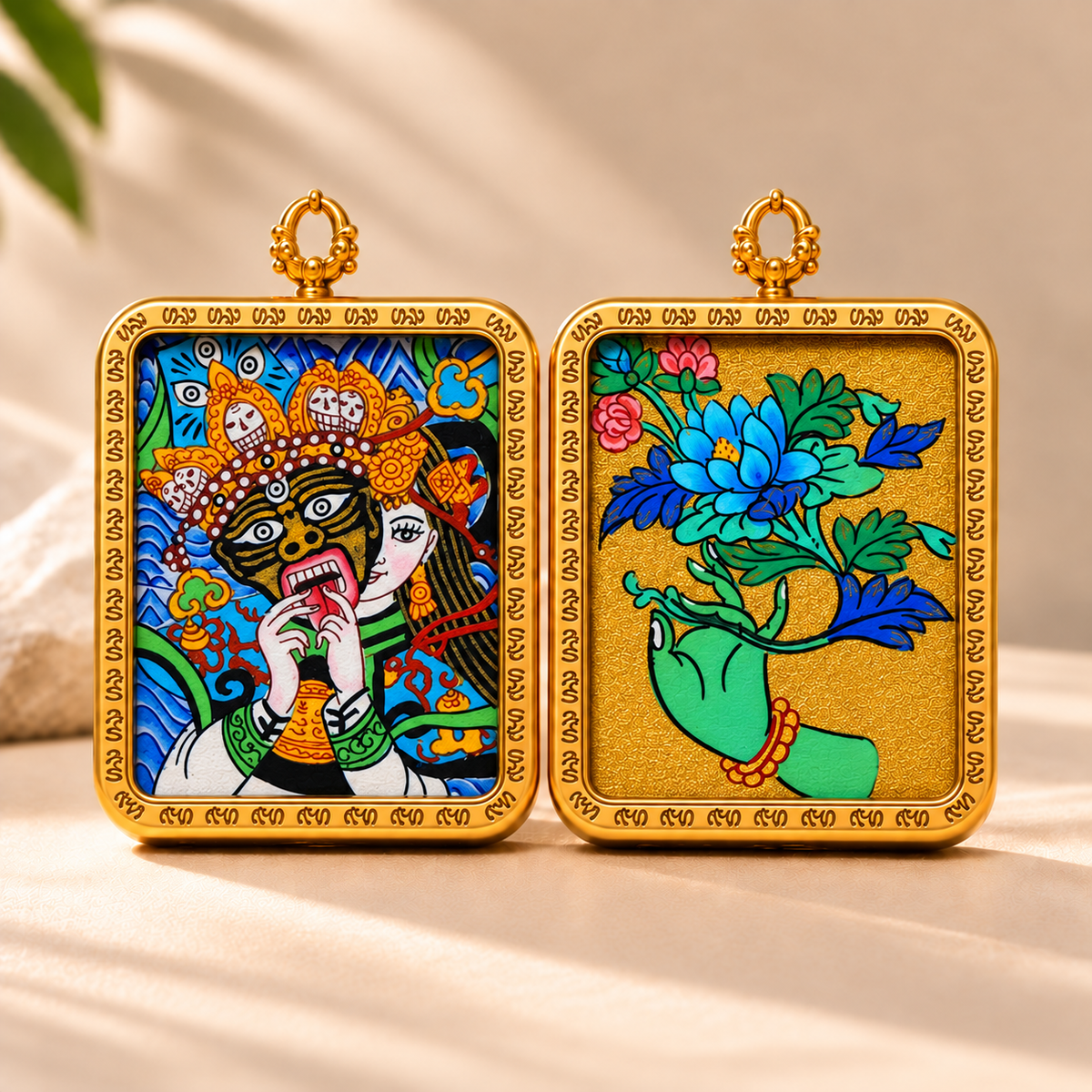 Zhaki Lhamo Thangka Pendant Necklace
