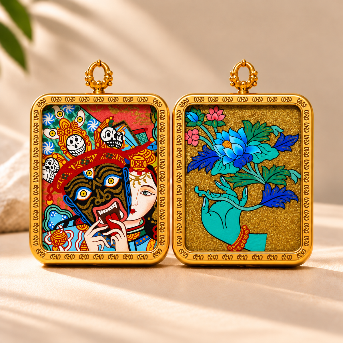 Zhaki Lhamo Thangka Pendant Necklace