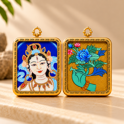 White Tara Thangka Pendant Necklace