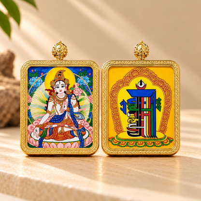 White Tara Thangka Pendant Necklace