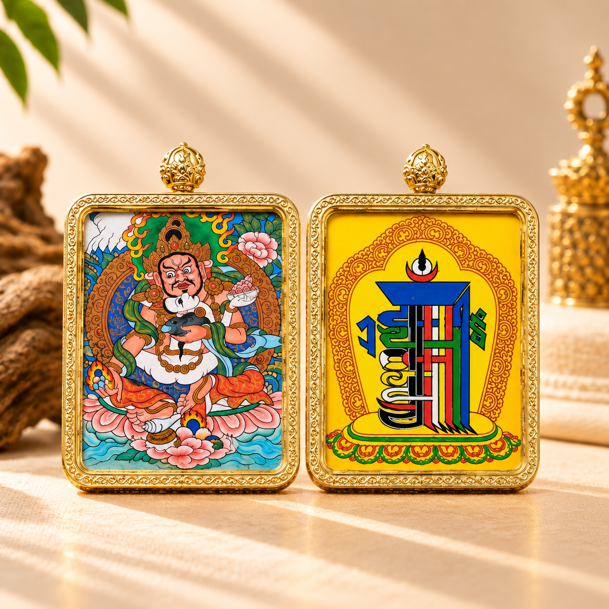 Red Jambhala Thangka Pendant Necklace