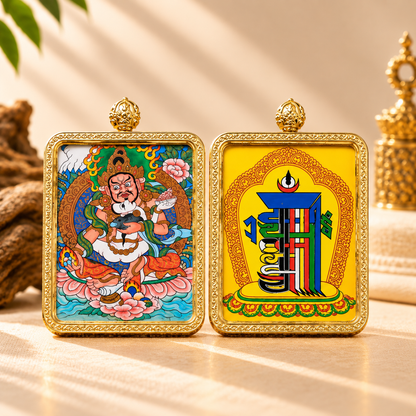 Red Jambhala Thangka Pendant Necklace