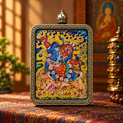 Zodiac Guardian Buddha Hand-Painted Tibetan Thangka Pendant – Choose by Chinese Zodiac