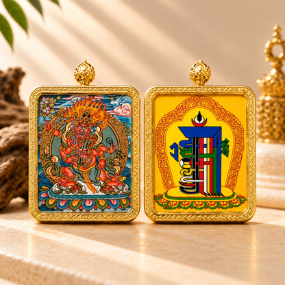 Red Jambhala Thangka Pendant Necklace