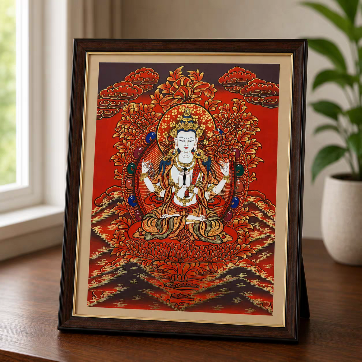 Four-Armed Avalokiteshvara Tabletop Thangka