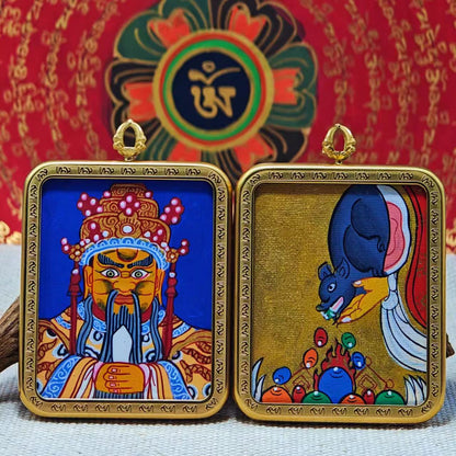 Hand-Painted Wuye (Fifth Lord of Mount Wutai) Thangka Pendant 