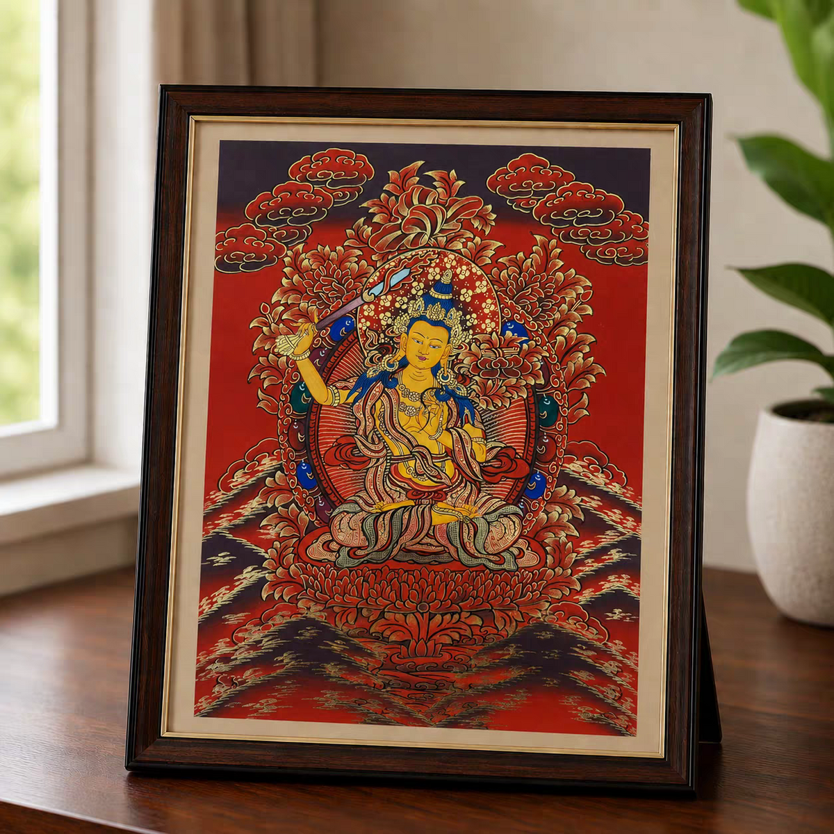 Manjushri Bodhisattva Tabletop Thangka