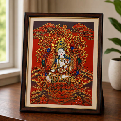 White Tara Tabletop Thangka