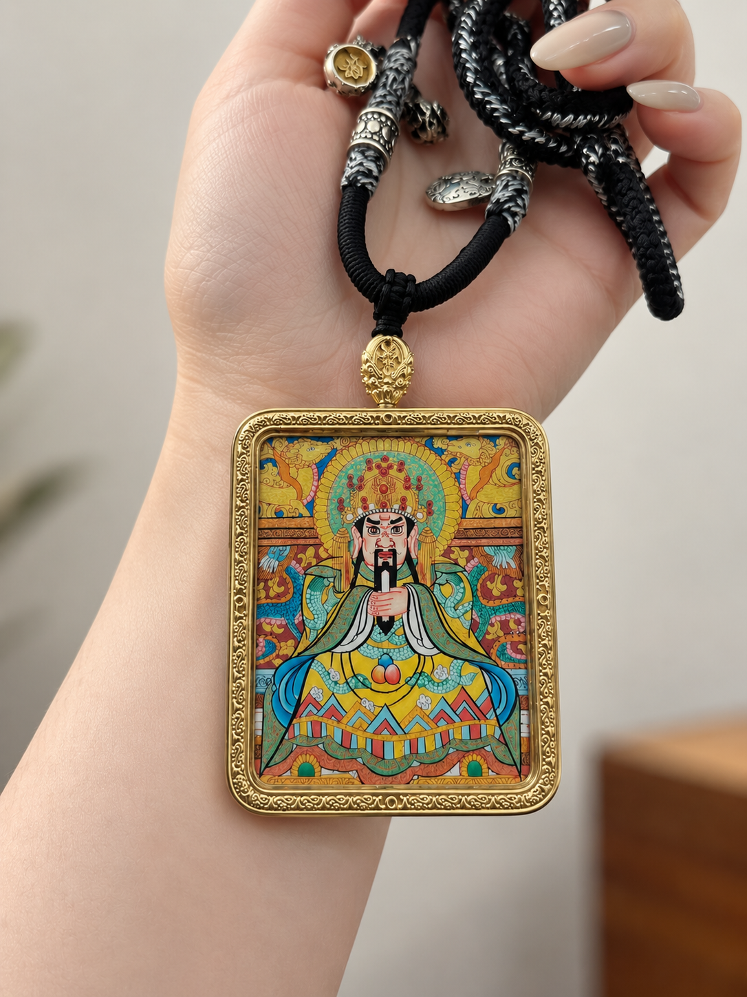 Wuye (Fifth Lord of Mount Wutai) Thangka Pendant Necklace