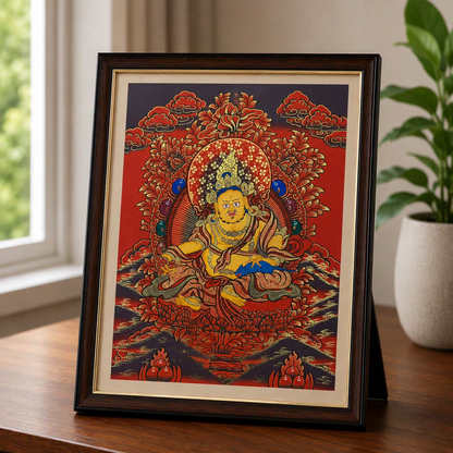 Yellow Jambhala Tabletop Thangka