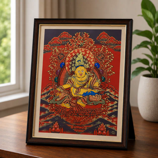 Yellow Jambhala Tabletop Thangka