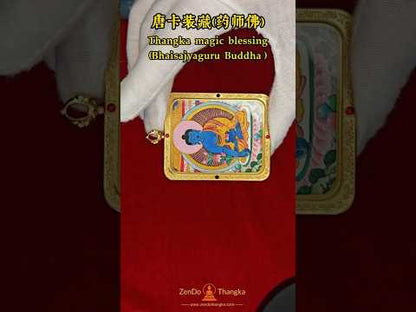 Hand-Painted Tibetan Medicine Buddha Thangka Necklace